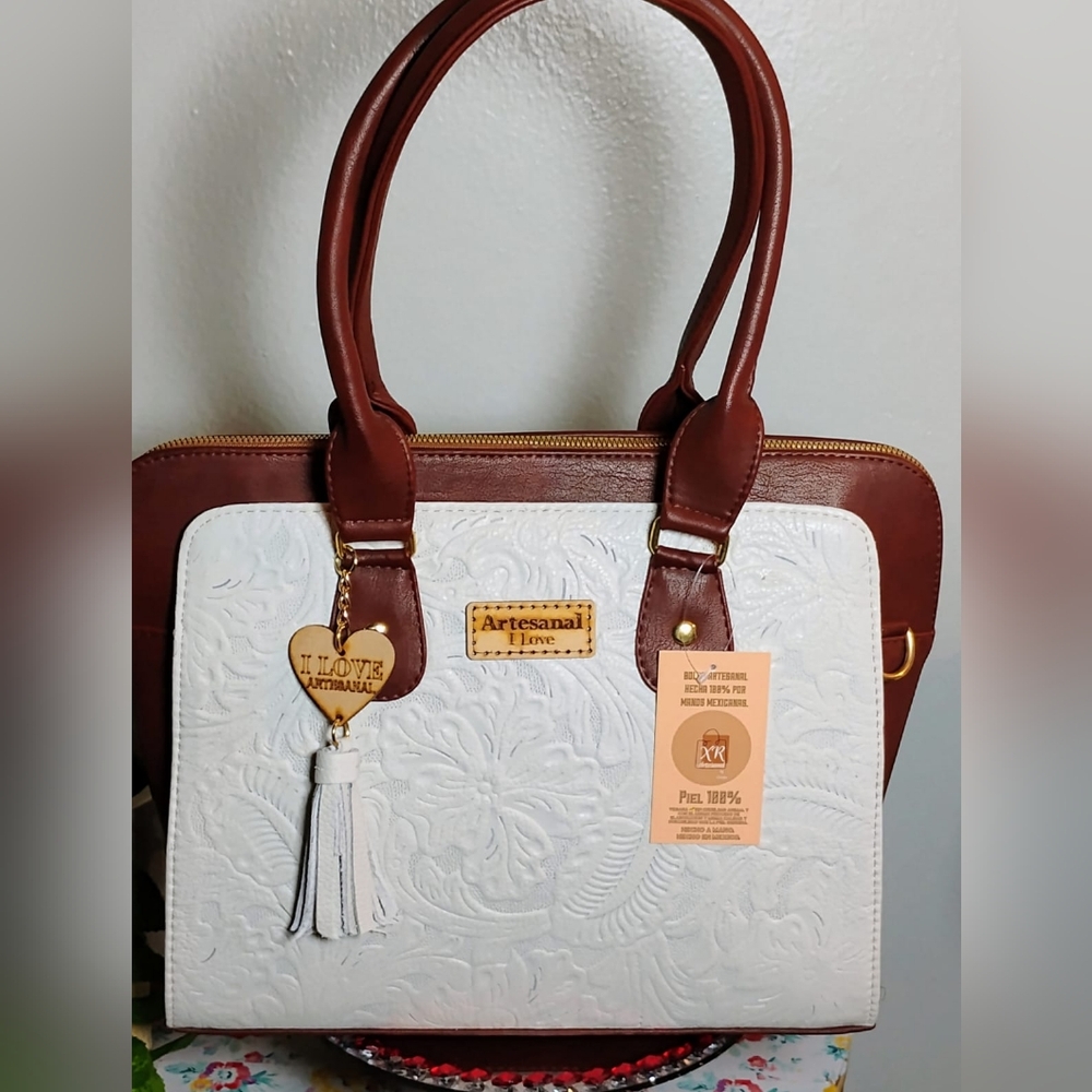White and Brown Women's Bag